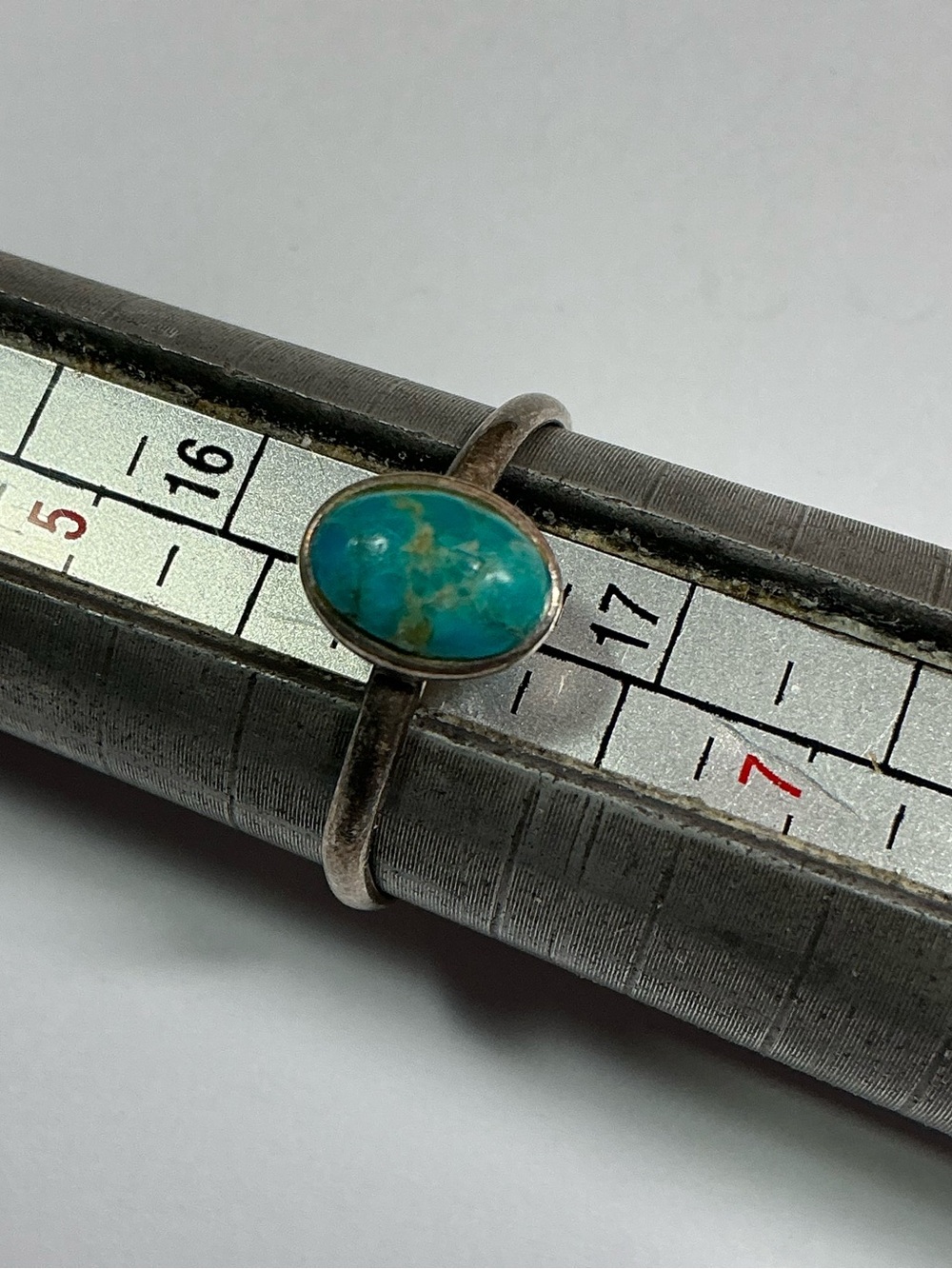 Sterling Silver Ring with Turquoise Oval Stone - Blue